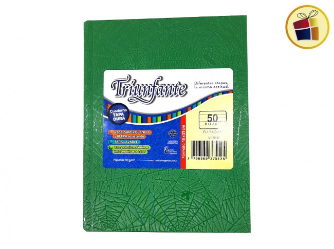 P.VA.CUADERNO X50 HJS RAYADAS T/C ARAÑA VERDE TRIUNFANTE (375125)