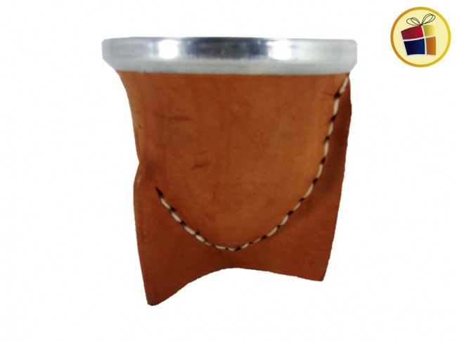 MATE BOCON  CALABAZA FORRADO CUERO VAQUETA 12.5 CM AZ MATES (0013/100634)