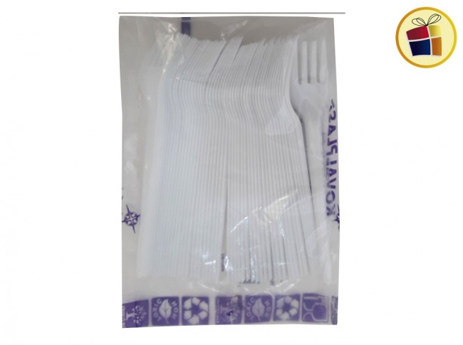 (P.G.R.)TENEDOR BLANCO X25U COTILLON (29360) KOVAL PLAST