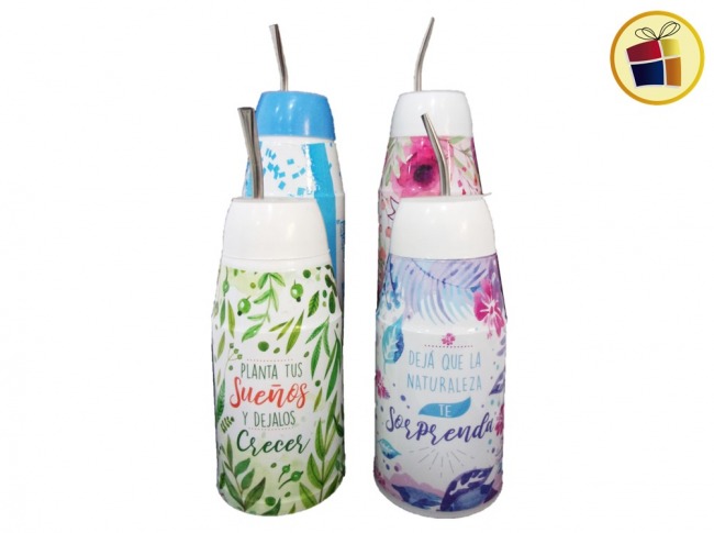 TERMO MATE LISTO AUTOCEBANTE BOMBILLA METAL ESTAMPADO MAYA  (658287/00652/09852)