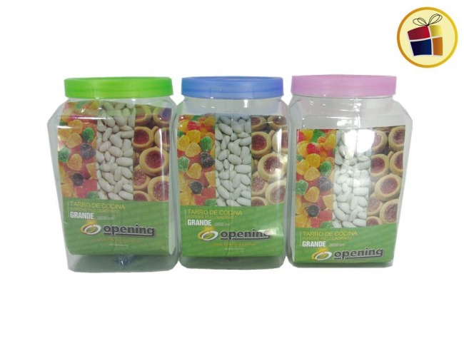 FRASCO POTICHE PVC CUADRADO GRANDE TAPA ECO COLOR 2600CC OPENING (110535/RB1005CECO)