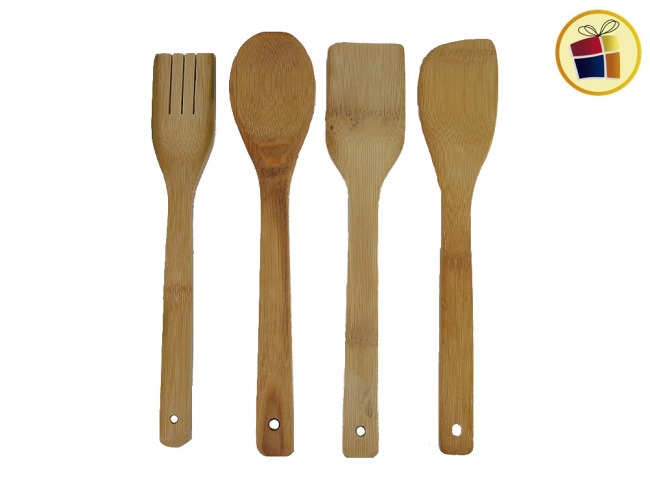 SET DE UTENSILIO DE BAMBOO X4 EN BOLSA COLOR PEN (202018/1914/020180)