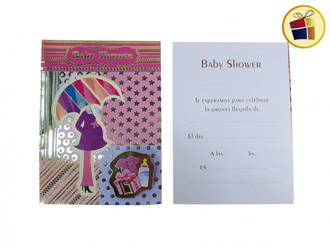 INVITACION BABY SHOWER PARAGUA NENA X10 (70941/53324) GOLD MUNDO
