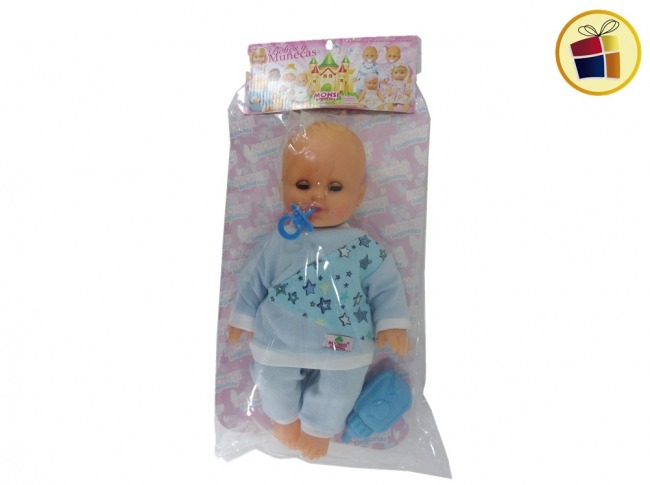 "O.F"NEW BEBOTE MATIAS VESTIDO CON CHUPETE Y MAMADERA 37CM MONSI (21C/800398)