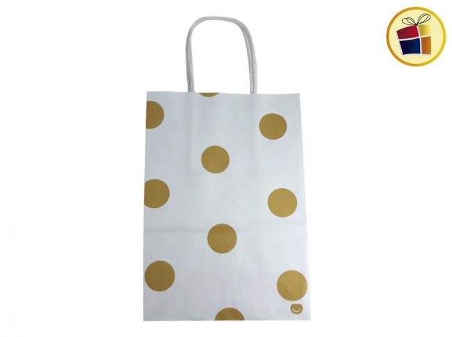 BOLSA ACUARIO CARTON 14X20  BLANCO LUNAR DORADO (12006) PANA PACK