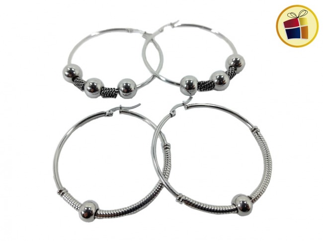 ARO ARGOLLA CON BOLITAS ACERO VARIOS MODELOS (14312)