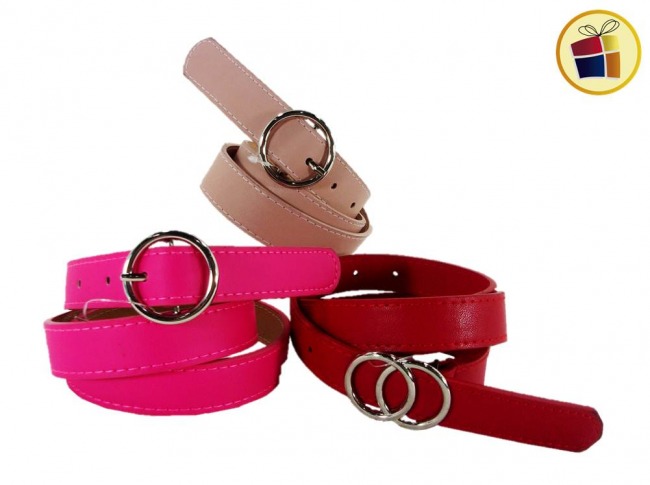 CINTO DAMA CUERO COLOR HEBILLA REDONDA 3CM ANCHO TRESHER (045670)