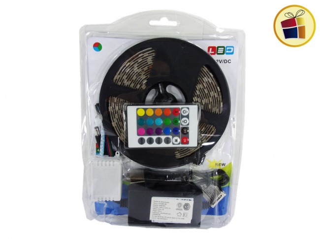 LUZ LED EN TIRA  5MTS CONTROL CAMBIA COLOR EN ACETATO TARUM (1854/5050M/RGB5050/205155) 
