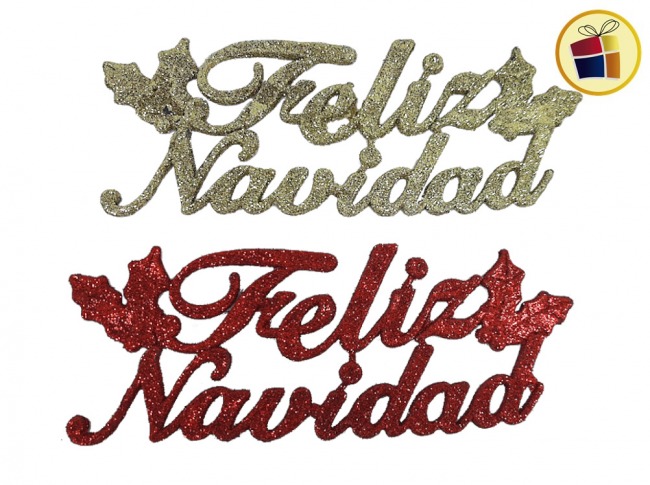 CARTEL FELIZ NAVIDAD BRILLO 20CM POKA (NS315154/151545)