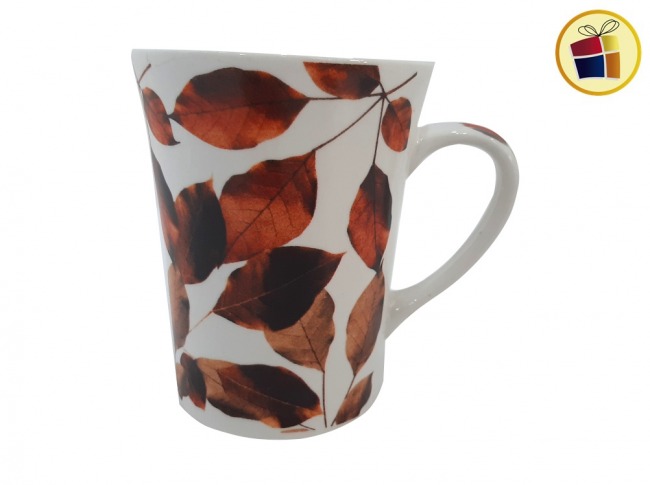 "P.R" JARRO MUG CONICO CERAMICA HOJITAS OTOÑO 10CM FLUSS (BLC252/415250)